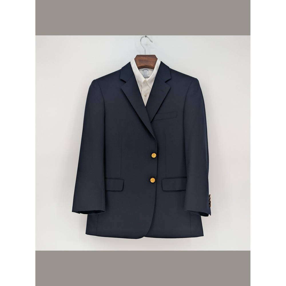 Brooks Brothers 346 Navy Wool Gold Button Blazer 42S